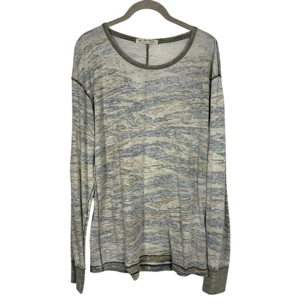 Free People Faded Burnout Tiger Camo Long Sleeve Shirt Women's XS
